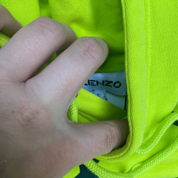 Kenzo Paris K-TIGER Hooded Sweatshirt Green/Yellow Small - Picture 6 of 10